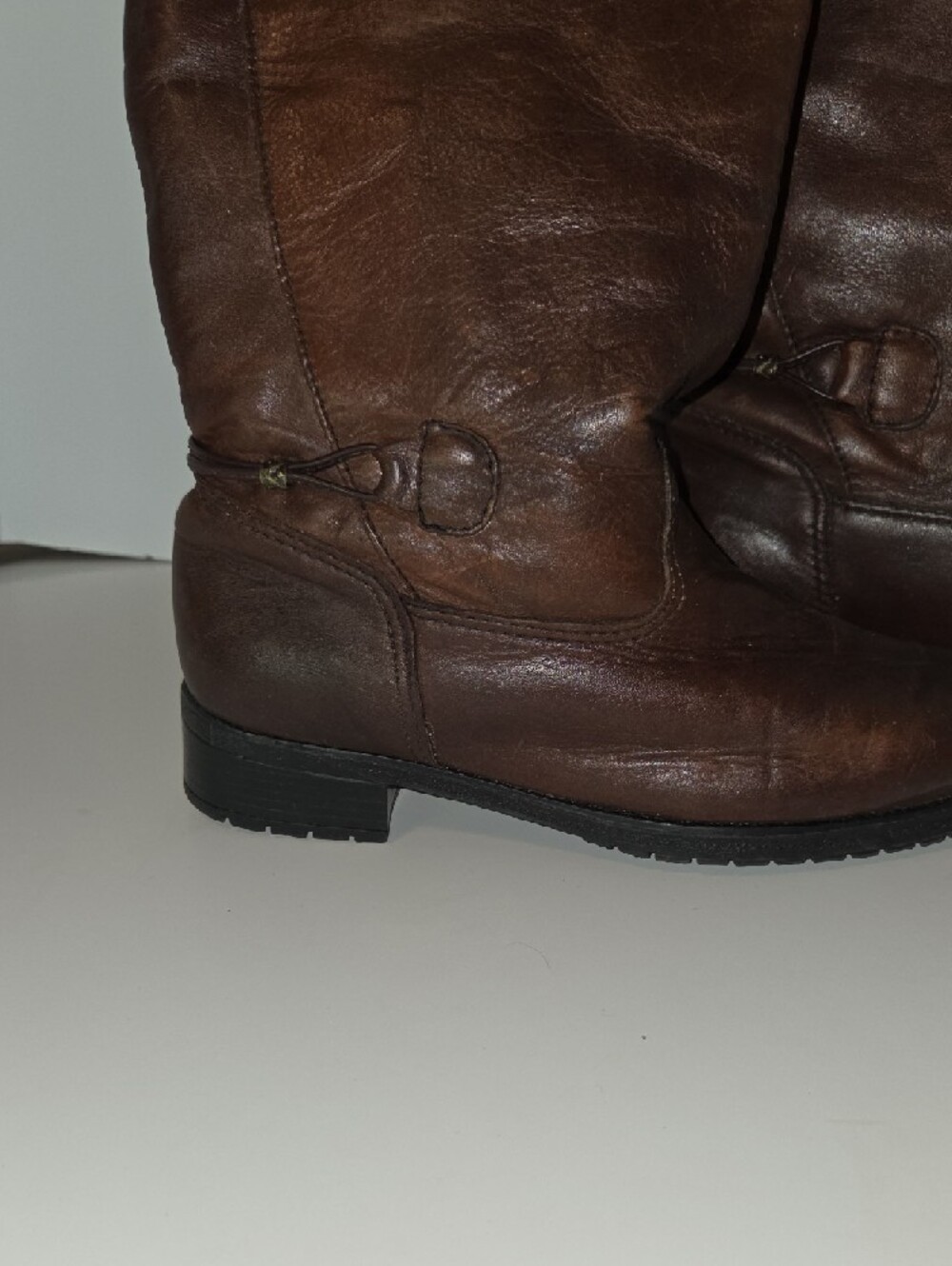Jessica Knee-High Leather Boots Brown Riding Style Low Heel Women's Size 6 - Picture 10 of 11